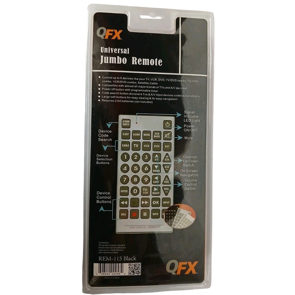 QFX REM-115 Jumbo Universal Remote Control Glow In the Dark New #912